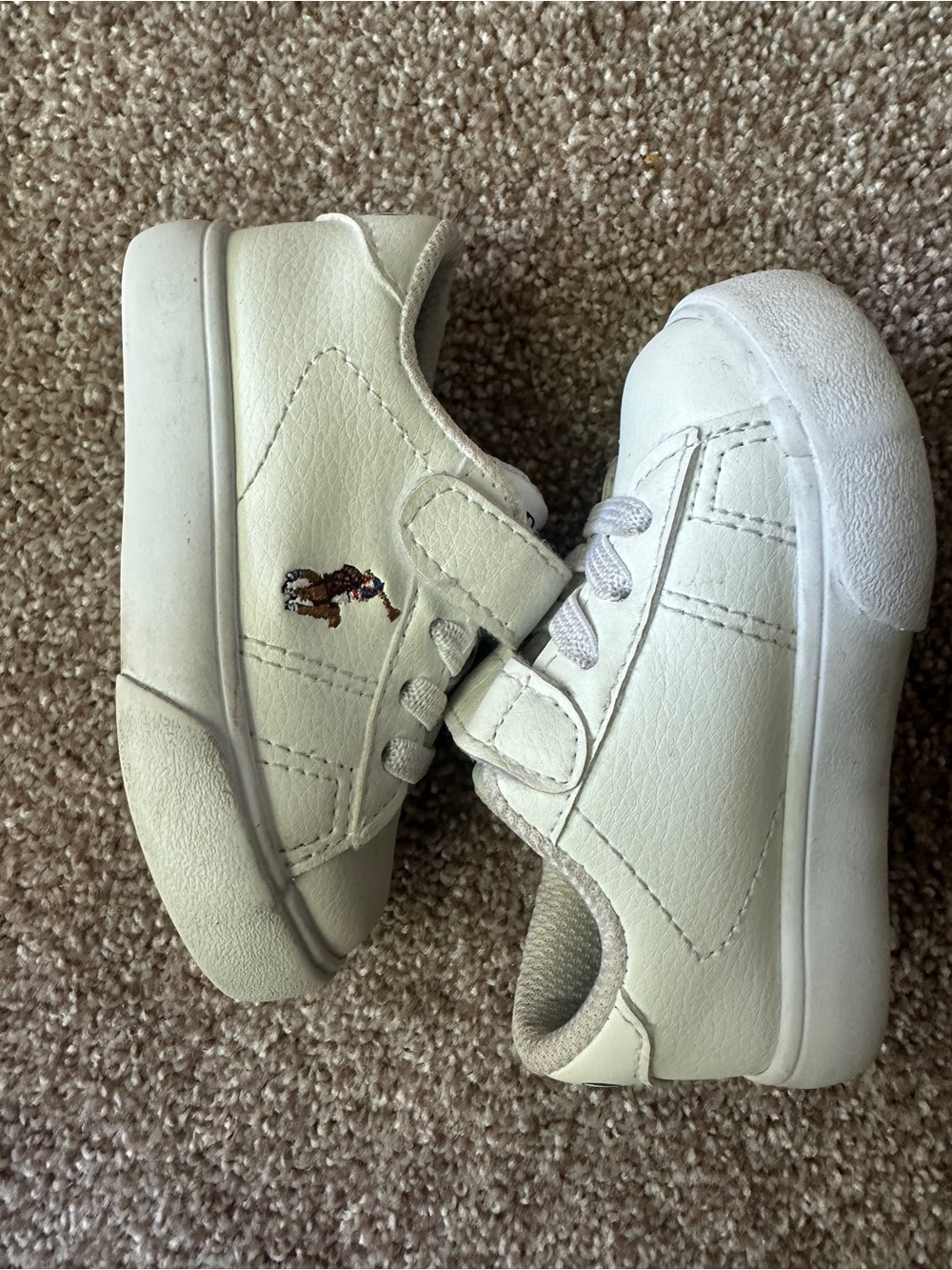 Polo by Ralph Lauren Kids White Leather Hook-and-Loop Sneakers